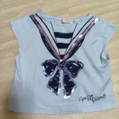 メゾピアノ　mezzopiano　Tシャツ　トップス　半袖　ブルー　セーラー