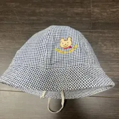 ベビー帽子　くまさんチェック柄 44cm