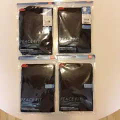 トップバリュー メンズ 深Vネック半袖 Tシャツ M ブラック 4枚セット