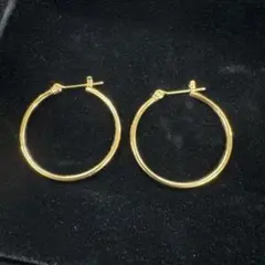 イエローゴールド パイプフープピアス 幅2mm 直径30mm