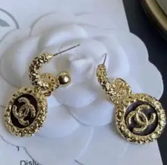 A669 CHANEL ヴィンテージ チャーム 揺れるピアス ココマーク