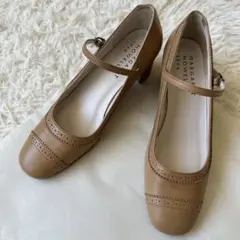 美品✨マーガレットハウエル　ヒールパンプスストラップウィングチップ　本革　レザー