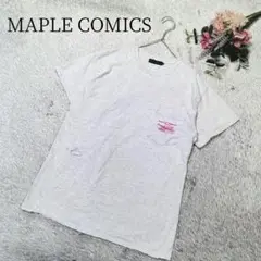 【メープルコミックス】メンズ ポケット付き 半袖 Tシャツ プリント 難あり M