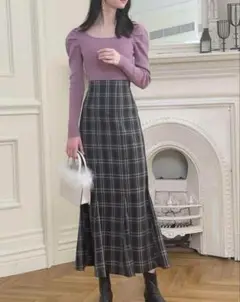 GRL チェック柄ハイウエストマーメイドスカート