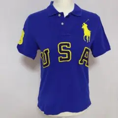 90s y2k ラルフローレン　USA 刺繍　ビッグポニー　ポロシャツ　グランジ