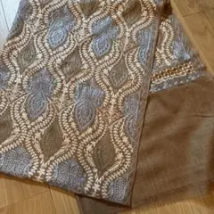 新品 foulatelier シルク混インド刺繍 ストール 大判 ブラウン