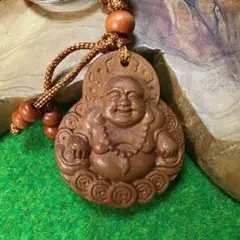 招運 布袋様 縁起の良い桃の木・キーチャーム