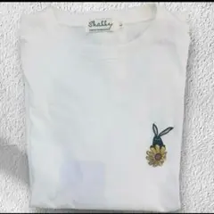 美品✨シャビー うさぎ刺繍 ホワイト 長袖Tシャツ ロンT Tシャツ 白T
