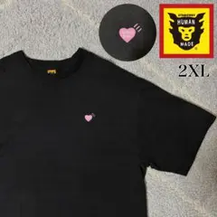 HUMAN MADE ブラック Tシャツ 2XL ハート ピンク