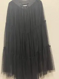 ブラックチュールティアードロングスカート