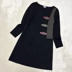 【極美品】ロベルタ ディ カメリーノ ワンピース ブラック プリント バイカラー