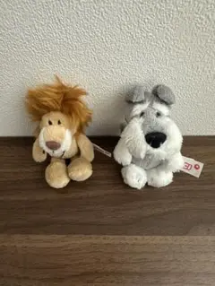 NICI ライオンとシュナウザーのぬいぐるみキーホルダーセット