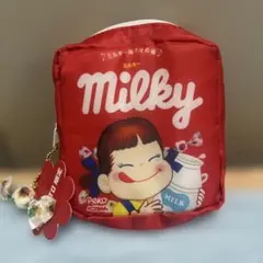 新品未使用タグ付き　不二家 ミルキー スクエアポーチ ペコちゃん チャーム付き