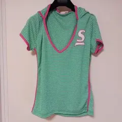 8/2午前中100円値引き中!SRIXON フード付きボーダー柄シャツ LL