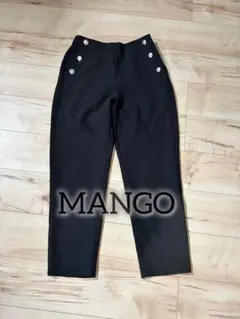 MANGO マンゴー　マリンワイドパンツ M〜L黒 ボタン装飾