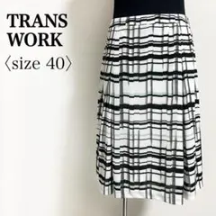 TRANS WORK◎幾何柄 タックフレアスカート 40 春夏 モノトーン