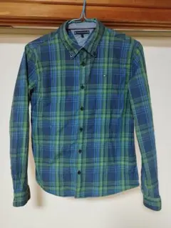 Tommy Hilfiger 半袖シャツ 152サイズ 青緑チェック
