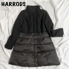 エレガント!HARRODS ダウンコート ウール切り替え ブラック サイズ1
