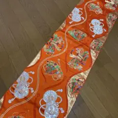《タイムセールお値下げ》和風テーブルランナー　　オレンジ１１６