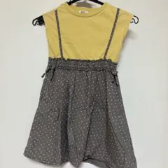 ノースリーブドット柄ワンピース 11 0cm ブリーズ　イエロー