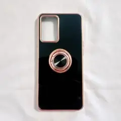 OPPO Reno7 A ケース　リング付き　カバー　ブラック