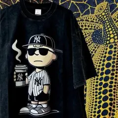 Yankees ウォッシュ加工 半袖 Tシャツ 夏 スヌーピー XL 2XL