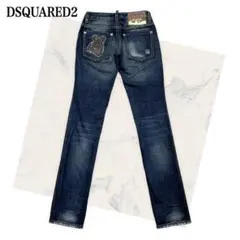 美品✨DSQUARED2 レディースデニムパンツ 熊 テディベア ワッペン 濃紺