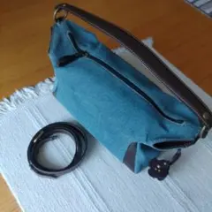 2wayショルダーバッグ　sanpo デニム　レザー