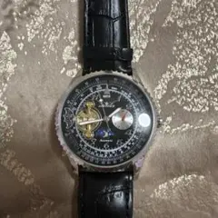 自動巻きアナログ時計 黒レザー