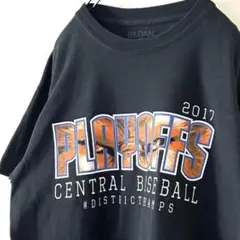 PKAYOFFS セントラル ベースボール Tシャツ ブラック 黒 古着