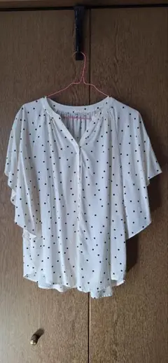 ホワイトドットフレアスリーブシャツ Mサイズ