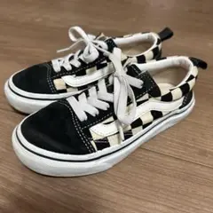 VANS ブラック　チェック　スニーカー　19センチ