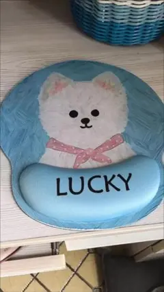 犬のイラスト マウスパッド LUCKY