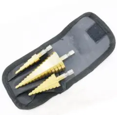 !新品未使用!ステップドリル スパイラル HSS鋼 チタン 3本 収納袋付き