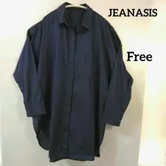 JEANASIS✨ネイビー オーバーサイズシャツ 長袖 Free