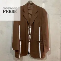 イタリア製 FERRE フェレ リネン 麻 テーラードジャケット 古着 レトロ