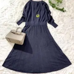 美品♡スローブイエナ ウールウエスト切替プリーツフレアロングニットワンピース