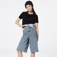 GU GIRLS ジョーツJR ブルー　S 140 デニムキュロットパンツ