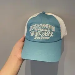 STUSSY メッシュキャップ 水色/ホワイト