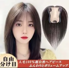 人毛100％ 部分ウィッグ ヘアピース 分け目自由 超軽量 蒸れにくい 装着簡単