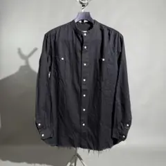 美品 bukht ダメージドスタンドカラーシャツ Lサイズ 炭黒