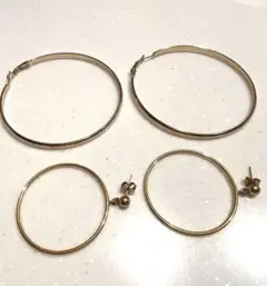 【☆ゴールド大きなリングピアス2つセット☆】