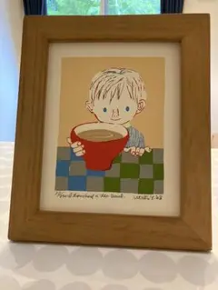 カレルチャペック　山田詩子作　 スクリーン版画　額縁付き16/350 直筆サイン カレルチャペック 山田詩子 直筆サイン入り シルクスクリーン 額