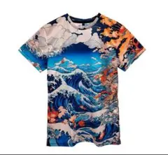 新品未使用 波模様 ビッグTシャツ 和柄半袖 海外土産 日本 万博 日本の模様