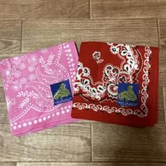 値下げ中‼️【新品、未使用品】コットン100% 日本製　ピンク 赤 バンダナセット