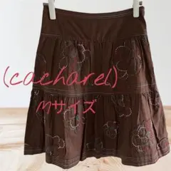 cacharel キャシャレル ブラウン刺繍フレアスカート Mサイズ 新品訳あり