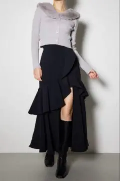 rienda フリルスリットハイウエストスカートショートパンツ