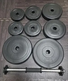 ダンベル20kg プレート、シャフトセット2