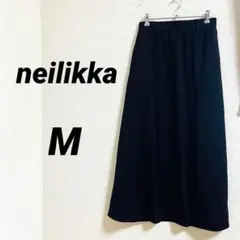 【neilikka】 ロングフレアスカート ブラック M ウエストゴム マキシ丈