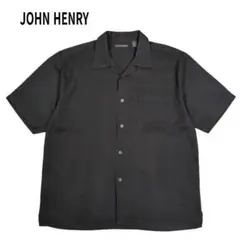 JOHN HENRY オープンカラー レーヨン シャツ 半袖 ブラック L